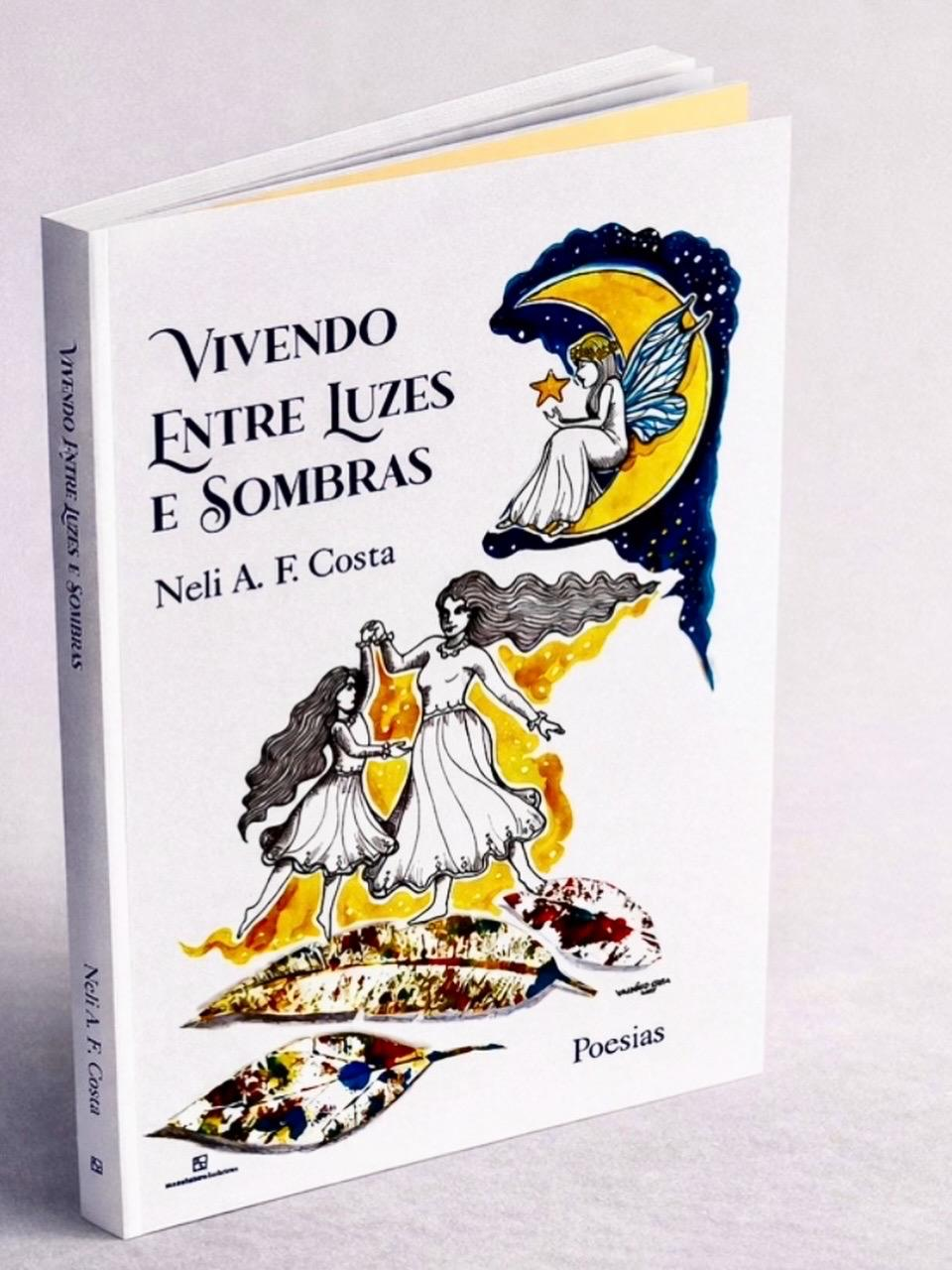 Mockup do livro Vivendo Entre Luzes e Sombras, de Neli A. F. Costa